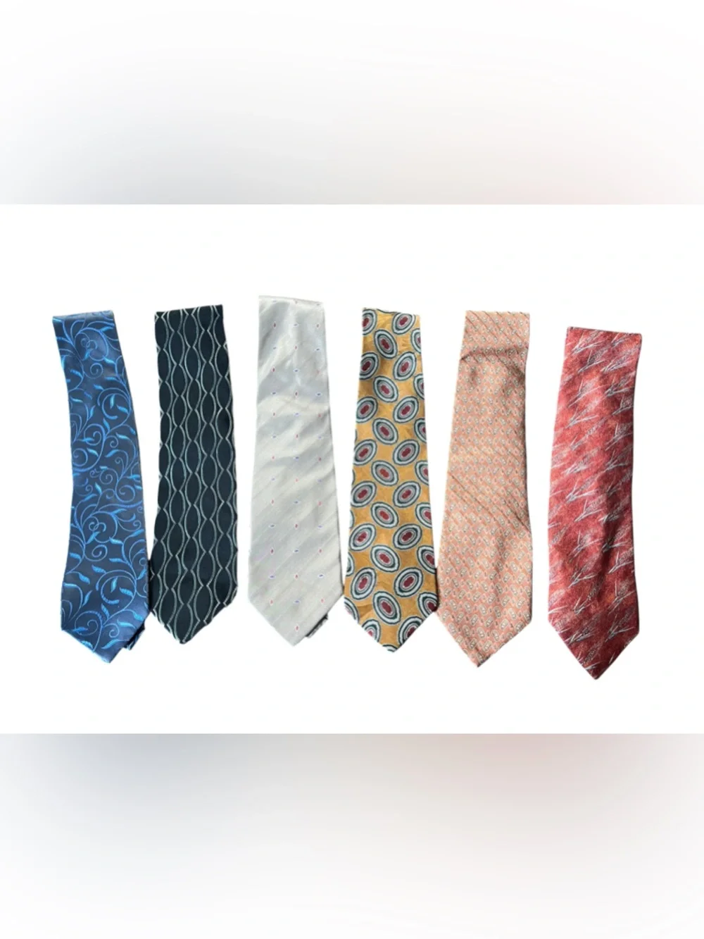 Lot of 6 100% Silk Mens Ties Designer Mixed Brands Valentino Alfani Mondo